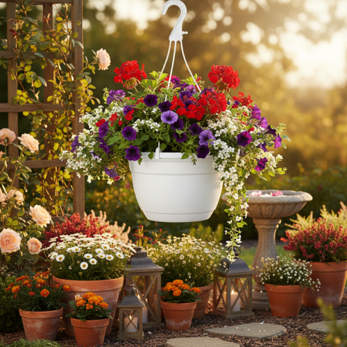Product Hanging flower basket 25cm white