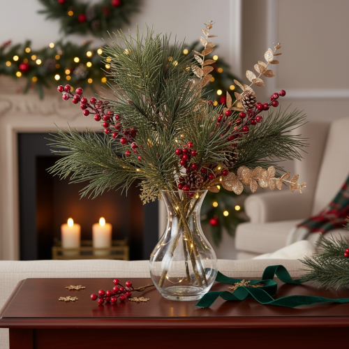 Artificial Pine Branch with Pine Cones 70cm – Decorative Table and Vase Arrangement | Floristik24.co.uk