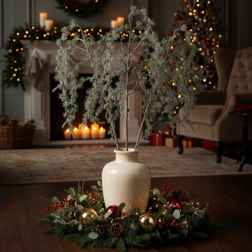 Artificial Pine Branch with Decorative Cones and Frosted Effect – 80cm, Pack of 3 | Floristik24.co.uk