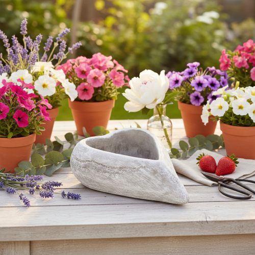 Product Decorative heart-shaped bowl, grey; small heart-shaped planter, 19cm