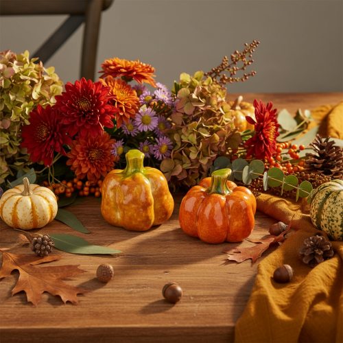 Decorative pumpkins for autumnal table decoration, 6cm, 2 pieces | Floristik24.co.uk