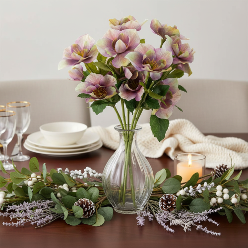 Artificial Hellebore Flower Bundle with Purple Blooms, 35cm, 6 Stems | Floristik24.co.uk