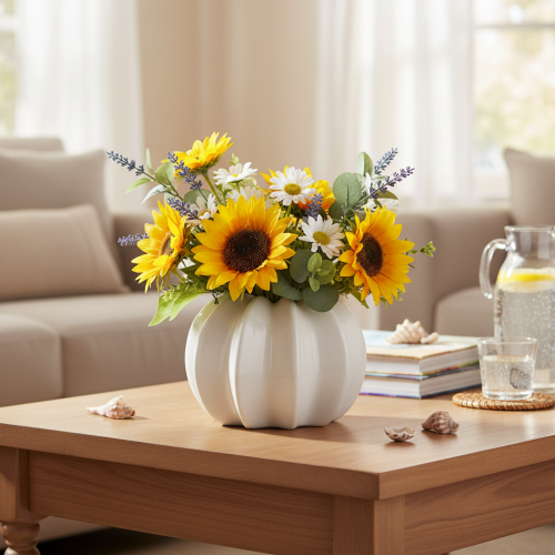 Glossy White Pumpkin Vase for Artificial and Dried Flowers, 19cm | Floristik24.co.uk
