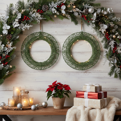 Green Metal Wire Mesh Wreath 19cm Set of 2 for DIY Projects | Floristik24.co.uk