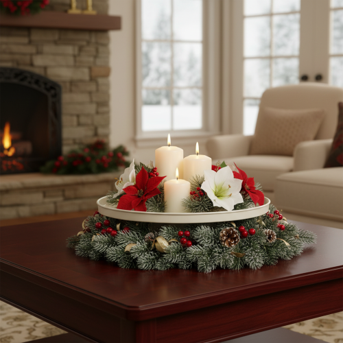 Round Metal Decorative Plate, 41 cm, Beige – Ideal for Indoor Displays and Home Decorations | Floristik24.co.uk