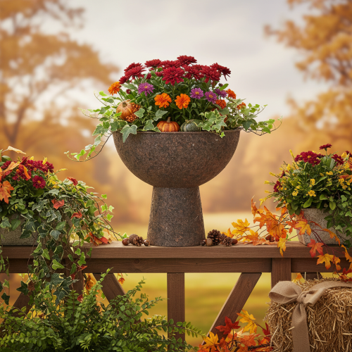 Round Metal Plant Bowl with Stand, 25 cm, Brown, Indoor Decorative Planter | Floristik24.co.uk
