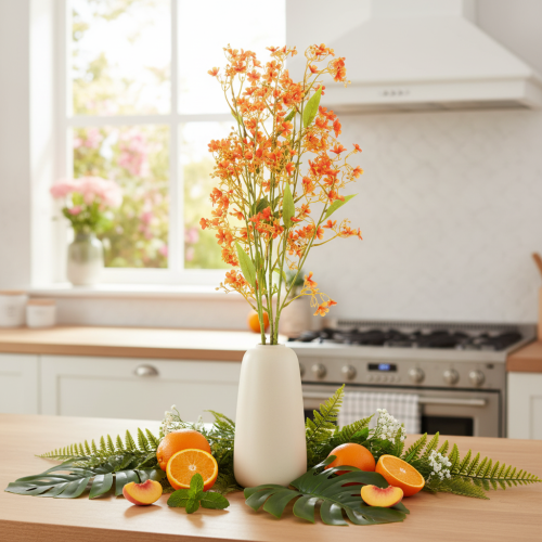 Artificial Orchid Branch Orange 110cm Set of 3 for Indoor Decoration | Floristik24.co.uk