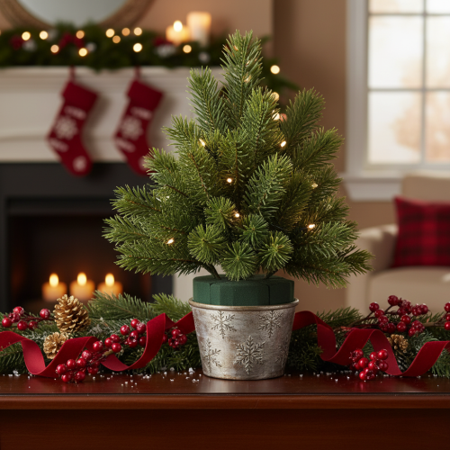 Product Artificial Green Pine Branches for Winter Decorations, 25cm, Set of 24