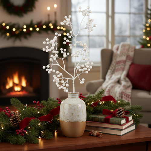 Kunststoff Artificial White Berry Twig 52cm Indoor Decoration | Floristik24.co.uk