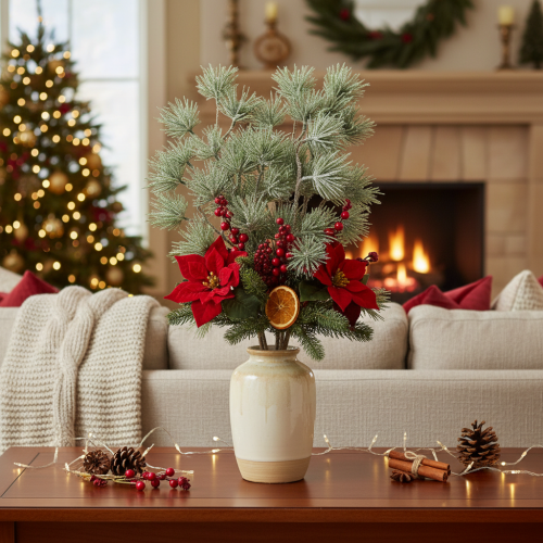 Artificial Pine Branch Set of 3, 55cm Winter Decoration, Green | Floristik24.co.uk