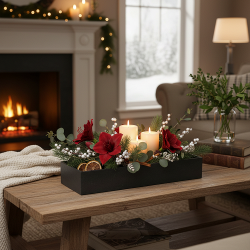 Rectangular Decorative Tray in Anthracite, 32cm, Plastic | Floristik24.co.uk