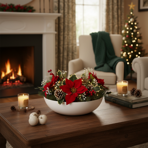 Large Round Decorative Bowl 30cm Light Grey for Home Decor | Floristik24.co.uk