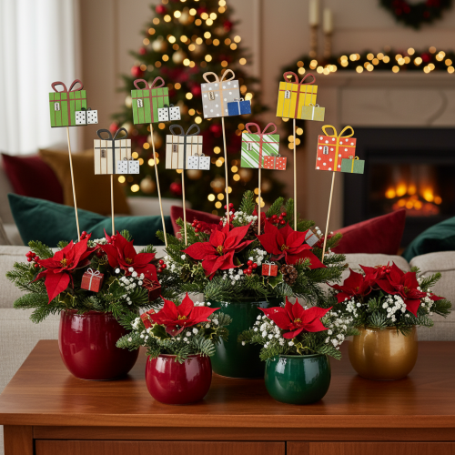 Wooden Gift Box Plant Sticks Set – 31cm, Multicolored, 12 pcs | Floristik24.co.uk