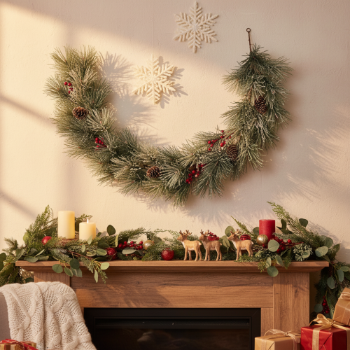Artificial Pine Garland with Cones, 180cm, Green and Brown, Indoor Use | Floristik24.co.uk