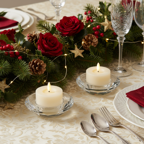 LED Tealight Set of 2 with Real Wax, Warm White Flicker Effect, Timer, 7 cm Diameter
