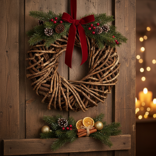 Natural Rattan Twig Wreath Round 35cm for Crafting and Decoration | Floristik24.co.uk