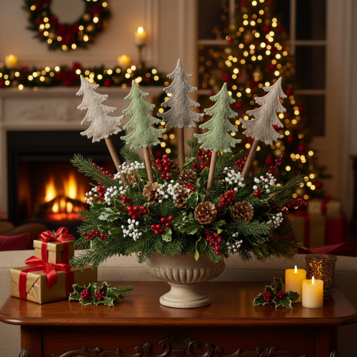 Wooden Christmas Tree Sticks for Planters and Tall Arrangements 45cm Set of 6 | Floristik24.co.uk