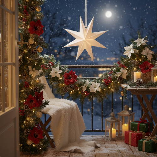 Product LED Star Decoration with Timer, Warm White, 38cm for Indoor and Covered Outdoor Use