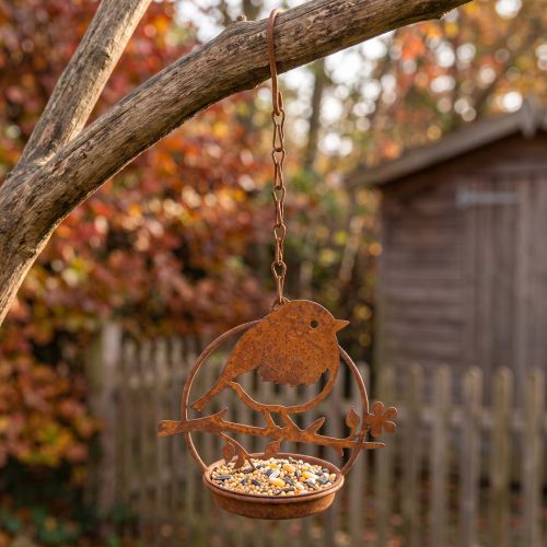 Metal bird for hanging, feeding place, bird with hook patina 11.5×13cm | Floristik24.co.uk