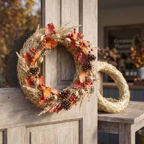 Floristry straw wreath for creative door wreaths and seasonal decoration 25/4cm 2pcs | Floristik24.co.uk