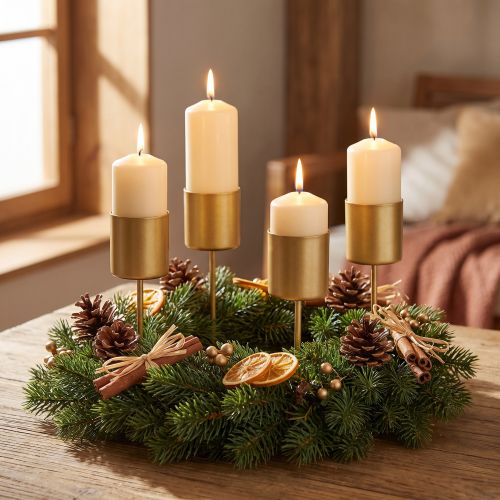 Candle holder, spike, candle holder, stick, gold, 3.2cm x 4cm, 4 pieces | Floristik24.co.uk