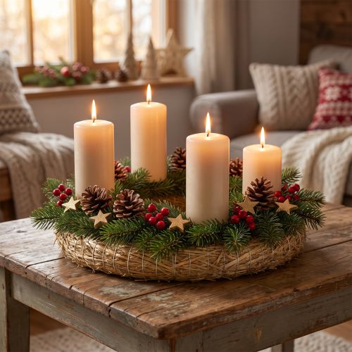 Straw wreath blank 30cm 2-piece set for Advent decoration DIY door wreath 30/6cm 2pcs | Floristik24.co.uk