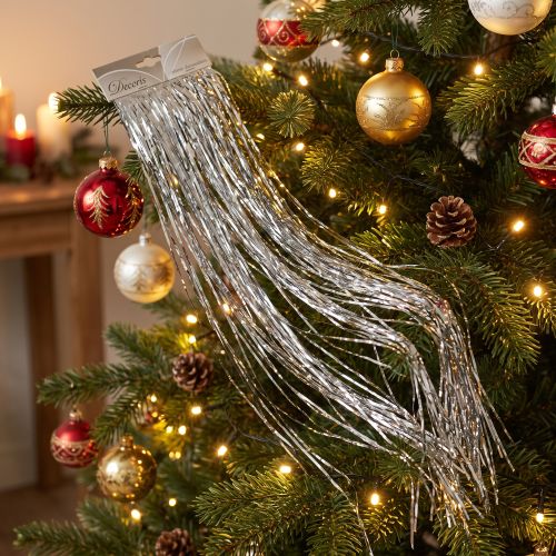 Tinsel Silver Christmas Tree Decoration Party Decoration 50×40cm 2pcs | Floristik24.co.uk