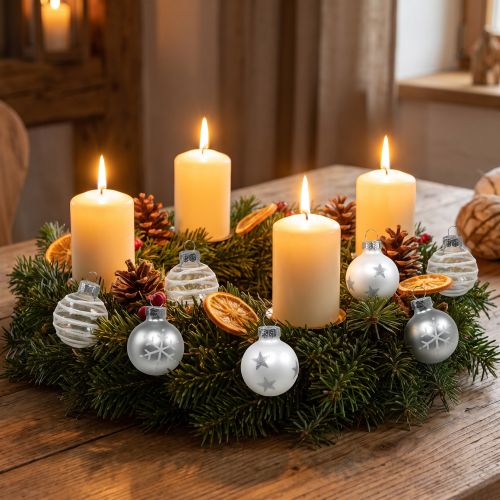 Mini Christmas balls white, silver real glass Ø3cm 9 pcs | Floristik24.co.uk
