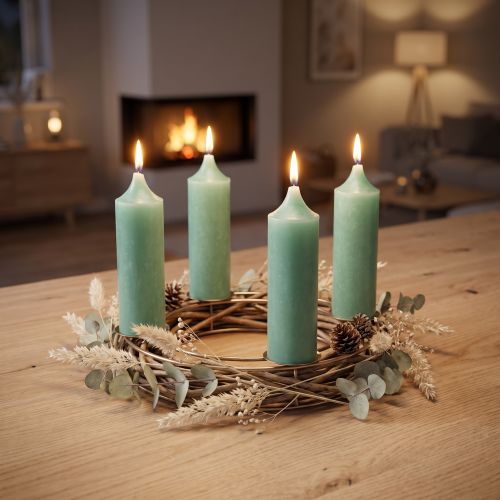 Short candles green jade for loop Ø21/110mm 6 pcs | Floristik24.co.uk