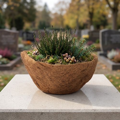 Flower bowl round, natural fiber bowl, coconut plant bowl around 30cm | Floristik24.co.uk