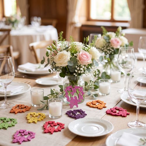 Product Scatter decoration bird wooden heart table decoration color 3.5/1.5cm 72 pcs