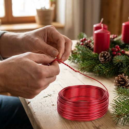 Red aluminum wire Ø2mm 500g 60m - Jewelry wire, craft wire, decorative wire for floristry and crafts | Floristik24.co.uk