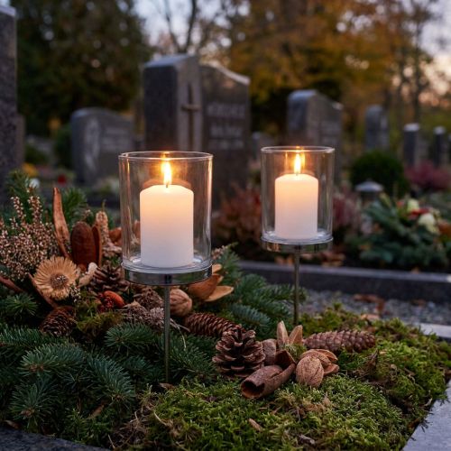 Candle holder for sticking metal/glass Ø6.5cm H19cm 2 pcs | Floristik24.co.uk