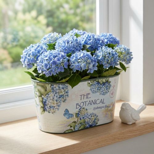 Flower bowl oval hydrangeas plastic bowl 21.5×12.5cm H11cm | Floristik24.co.uk