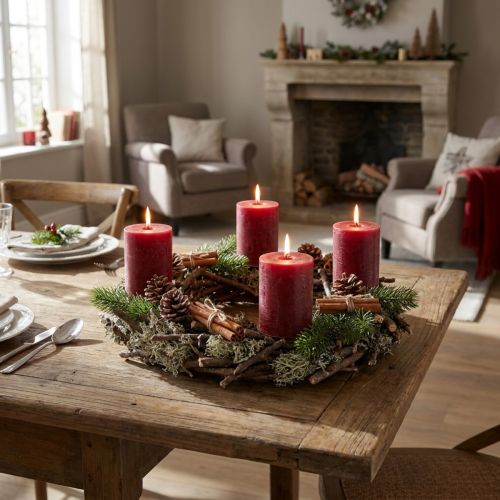 Natural Wreath with Oak Moss, Twigs, Ø30cm, Rustic Decoration | Floristik24.co.uk