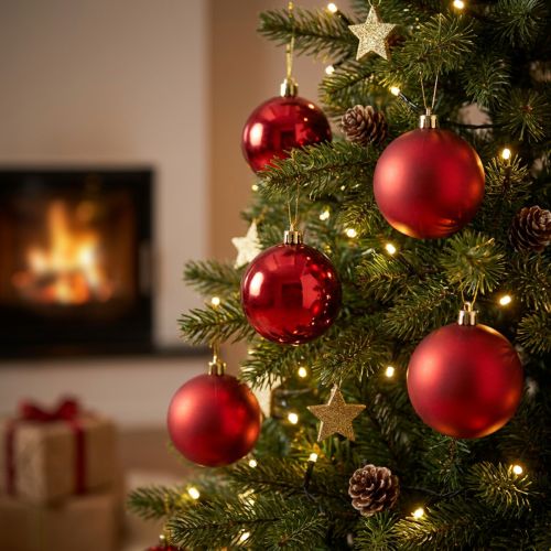 Christmas tree balls plastic red 8cm 6 pcs | Floristik24.co.uk