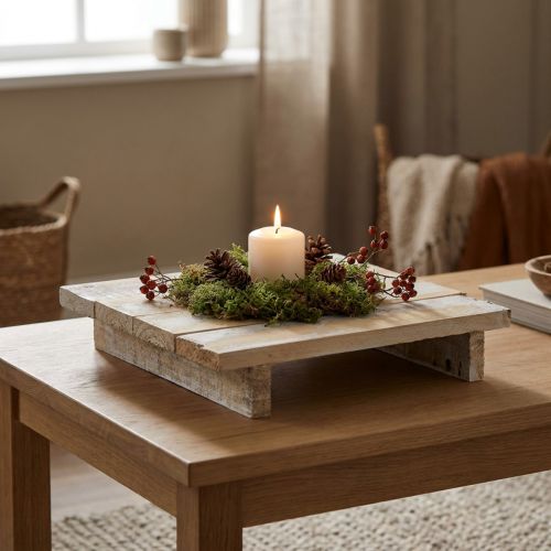 Product Wooden Tray Wood Decoration Vintage Brown White 24x24cm