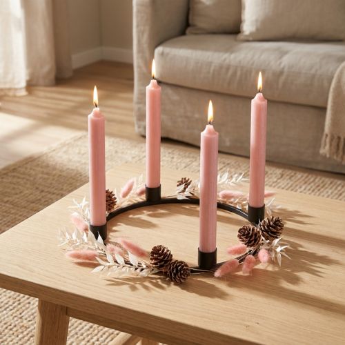 Product Taper candles short candles pink for decoration loop Ø21/110mm 6 pcs