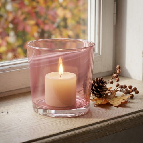 Glass pot Ø10cm H8.5cm old pink | Floristik24.co.uk
