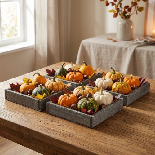 Product Rustic Wooden Decorative Tray Set, 15cm, Grey, 4 Pieces