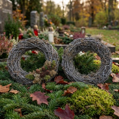 Branch wreath Ø25cm White 2-piece set Memorial wreath Table decoration Door wreath Advent wreath | Floristik24.co.uk