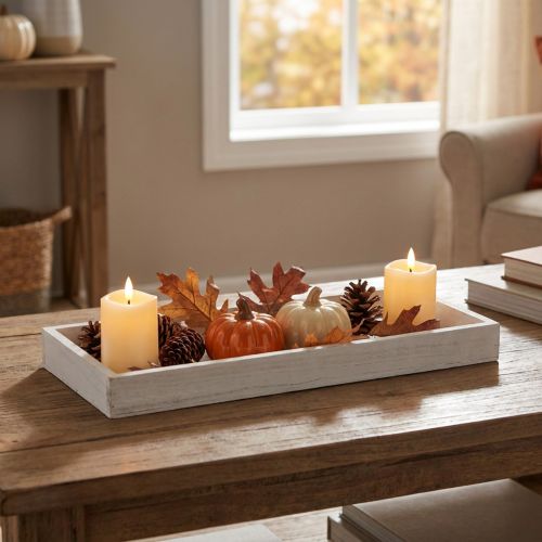 Wooden tray white decorative tray shabby chic wood 35×15×3cm | Floristik24.co.uk