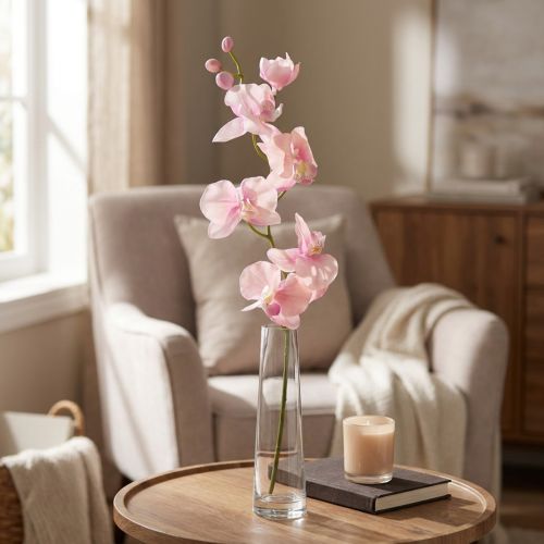 Orchid Phalaenopsis artificial 6 flowers pink 70cm | Floristik24.co.uk