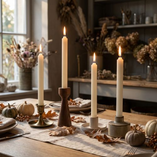 Set of 6 White-Cream Wax Taper Candles 180mm x Ø21mm | Floristik24.co.uk