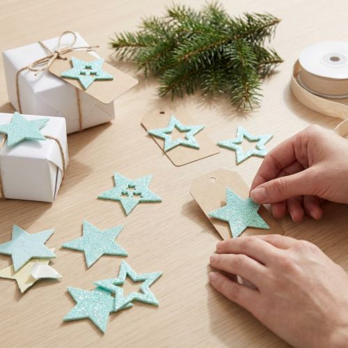 Decorative stars for handicrafts Mint self-adhesive foam rubber 4cm 36pcs | Floristik24.co.uk
