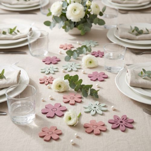 Scatter decoration table flowers wood white pink purple 3.5cm 36pcs | Floristik24.co.uk