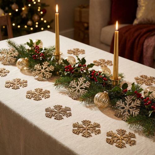 Snowflake Gold Christmas Decoration Ø4cm 48 pcs | Floristik24.co.uk