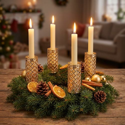 Stick candle holders, gold, Ø22mm, H10cm, 4 pieces | Floristik24.co.uk