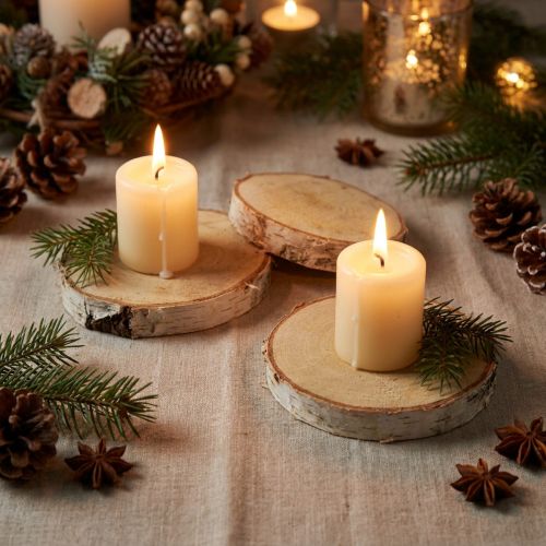 Round birch slices, natural, 10 pieces – Decoration & Crafts, Wedding, Christmas | Floristik24.co.uk