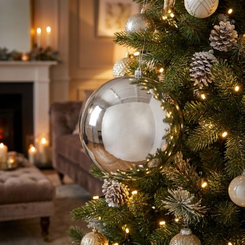 Christmas ball plastic medium Ø20cm silver | Floristik24.co.uk